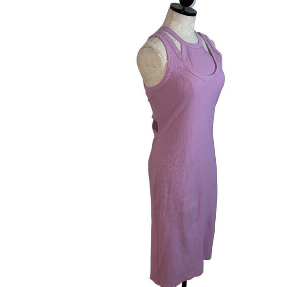 TLA Anthropologie Womens Tank Dress Size Medium Lavender Ribbed Cutout Waist - Picture 2 of 10